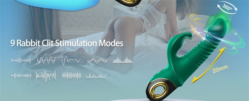 USK-V09 G-spot Rabbit Vibrator with 9 Vibrating & 5 Telescopic Modes Silicone Thrusting Dildo Sex Toys for Women