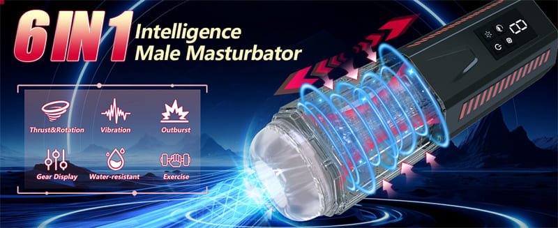 Upgrade Automatic Male Masturbator with 7 Thrusting & 7 Rotating Sex Machine Male Sex Toys with LCD Display D08A