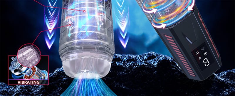 Upgrade Automatic Male Masturbator with 7 Thrusting & 7 Rotating Sex Machine Male Sex Toys with LCD Display D08A