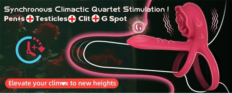 Vibrating Cock Ring Penis Sleeve with Rose Clitoral Stimulator APP Penis Ring Vibrator with 9 Vibration Modes