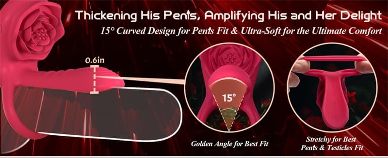 Vibrating Cock Ring Penis Sleeve with Rose Clitoral Stimulator APP Penis Ring Vibrator with 9 Vibration Modes