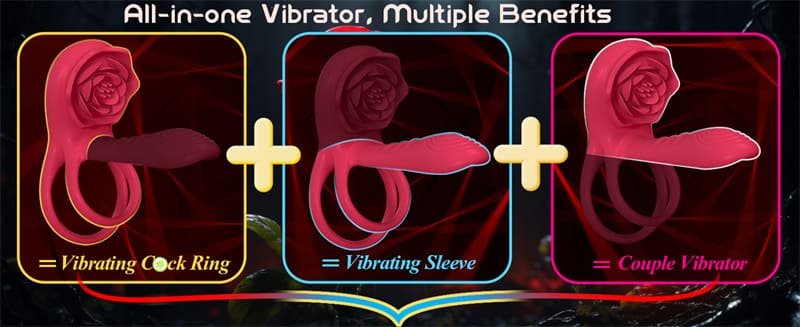 Vibrating Cock Ring Penis Sleeve with Rose Clitoral Stimulator APP Penis Ring Vibrator with 9 Vibration Modes