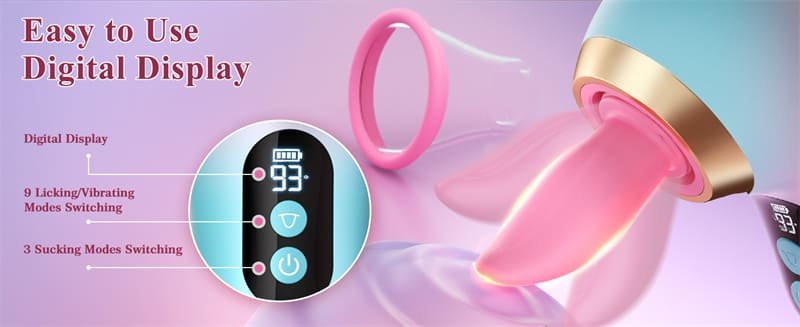 Anna Rose Tongue Vibrators with 3 Sucking 9 Tongue Licking & Vibrating Clitoral G Spot Vibrators with LCD Display