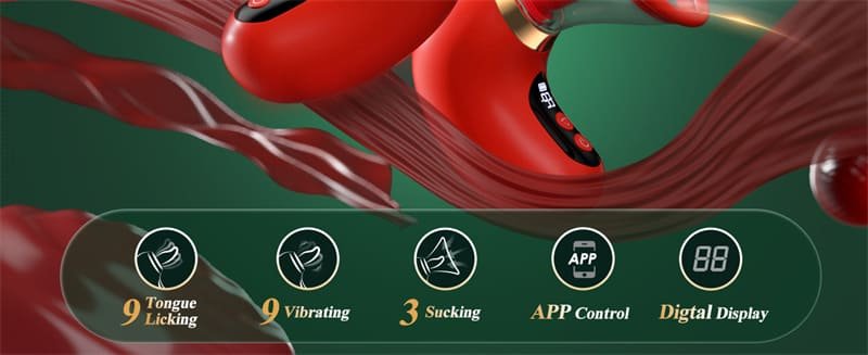 Anna Sucking Vibrator with 9 Tongue Licking & Vibrating 3 Sucking Rose Vibrator Sex Toys with LCD Display