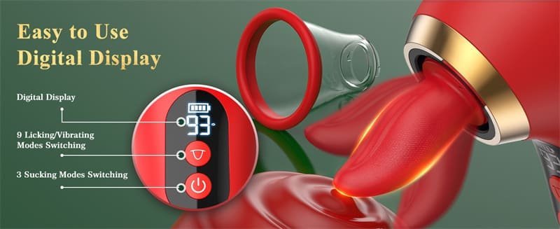Anna Sucking Vibrator with 9 Tongue Licking & Vibrating 3 Sucking Rose Vibrator Sex Toys with LCD Display