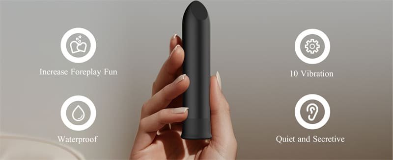 Black Bullet Vibrator with 10 Vibrations Discreet Lipstick Vibe Mini Vibrators with Angled Tip for Clitoral Stimulation 11
