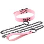 Black PU Leather Collar Necklace with Adjustable Punk Choker O Ring Sex Leashes for Cosplay - Image 3
