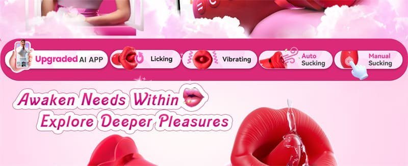 Hotsvibe 5IN1 Mouth Sucking Vibrator Rose Sex Toy with 10 Tongue Licking Modes & APP Clit Nipple Vibrators