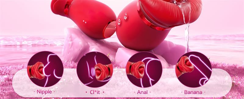 Hotsvibe 5IN1 Mouth Sucking Vibrator Rose Sex Toy with 10 Tongue Licking Modes & APP Clit Nipple Vibrators