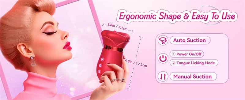 Hotsvibe 5IN1 Mouth Sucking Vibrator Rose Sex Toy with 10 Tongue Licking Modes & APP Clit Nipple Vibrators