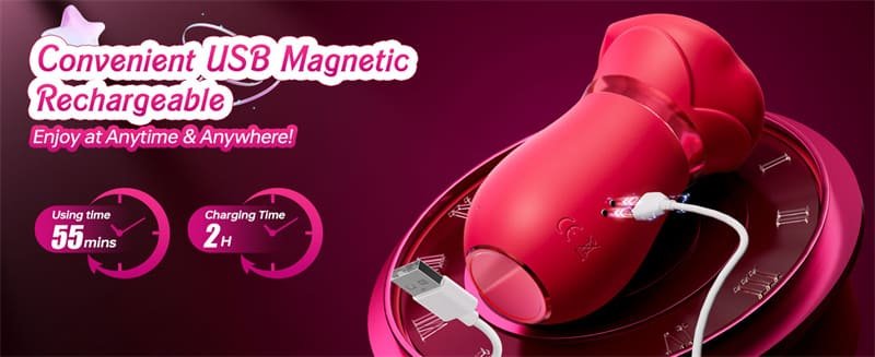Hotsvibe 5IN1 Mouth Sucking Vibrator Rose Sex Toy with 10 Tongue Licking Modes & APP Clit Nipple Vibrators