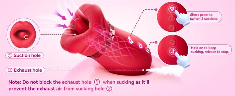 Hotsvibe 5IN1 Mouth Sucking Vibrator Rose Sex Toy with 10 Tongue Licking Modes & APP Clit Nipple Vibrators