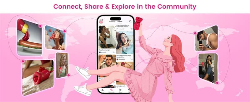 Hotsvibe 5IN1 Mouth Sucking Vibrator Rose Sex Toy with 10 Tongue Licking Modes & APP Clit Nipple Vibrators