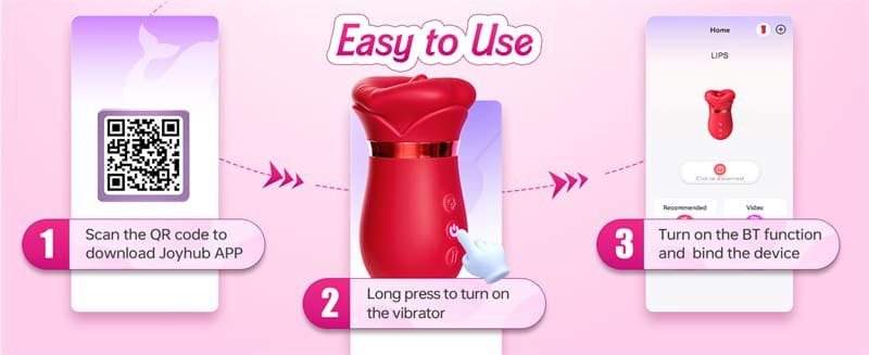 Hotsvibe 5IN1 Mouth Sucking Vibrator Rose Sex Toy with 10 Tongue Licking Modes & APP Clit Nipple Vibrators