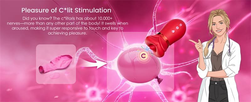 Hotsvibe 5IN1 Mouth Sucking Vibrator Rose Sex Toy with 10 Tongue Licking Modes & APP Clit Nipple Vibrators