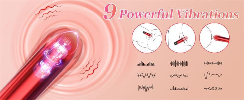 Hotsvibe 9 Vibrations Bullet Vibrator with LED Display Lipstick Vibrator for G Spot Clitoral Nipple Anal Sex Stimulation 9