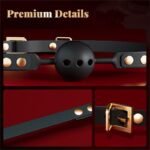 Hotsvibe Premium Leather BDSM Restraints Ball Gag Mouth Plug with 3 Breathing Holes Silicone Bondage Ball Gag for Sex - Image 2