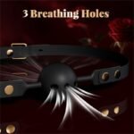 Hotsvibe Premium Leather BDSM Restraints Ball Gag Mouth Plug with 3 Breathing Holes Silicone Bondage Ball Gag for Sex - Image 3