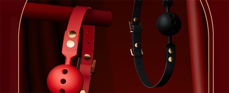 Hotsvibe Premium Leather BDSM Restraints Ball Gag Mouth Plug with 3 Breathing Holes Silicone Bondage Ball Gag for Sex 9