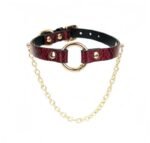 Hotsvibe Red Snakeskin Leather Choker Necklace with Gold Chain, Gothic Punk Adjustable Women’s Collar