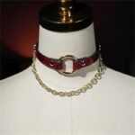 Hotsvibe Red Snakeskin Leather Choker Necklace with Gold Chain, Gothic Punk Adjustable Women’s Collar - Image 6