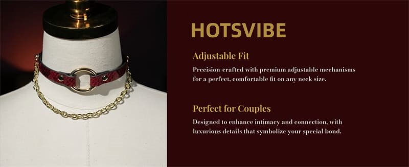 Hotsvibe Red Snakeskin Leather Choker Necklace with Gold Chain, Gothic Punk Adjustable Women’s Collar