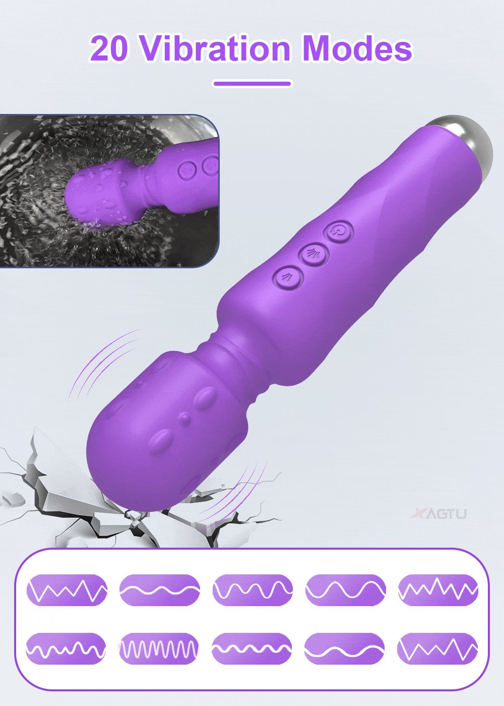 Hotsvibe Vibrator Wand Massager Sex Toy with 20 Vibration Modes AV Vibrator for Women for Women Couple