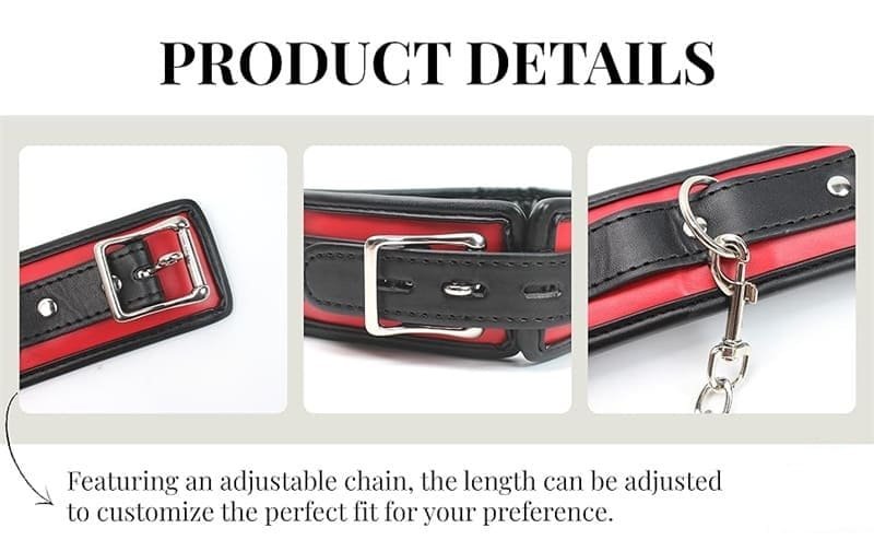 Leather Sex Collar Set for Women Sex Leashes Comfortable for (13"-18") Neck Circumference