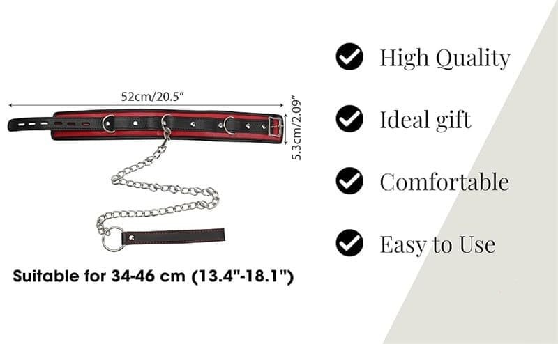 Leather Sex Collar Set for Women Sex Leashes Comfortable for (13"-18") Neck Circumference