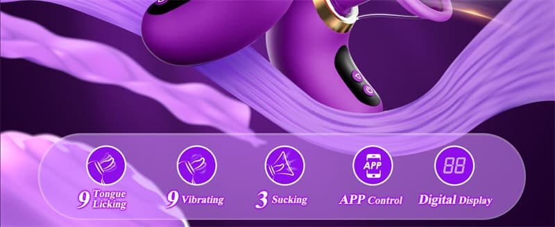 Purple Sucking Vibrator 3 Sucking 9 Tongue Licking Vibrating Rose Tongue Vibrators with LCD Display 8