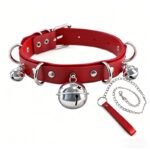 Red Leather Sex Collar and Leash Set for Women, Goth Punk Rave Accessories Gothic Jewelry Sexy Collar