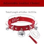 Red Leather Sex Collar and Leash Set for Women, Goth Punk Rave Accessories Gothic Jewelry Sexy Collar - Image 4