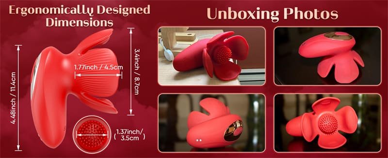 Rose Nipple Toys Nipple Vibrator with 10 Vibration and 10 Grabbing Modes Vibrating Nipple Clamps