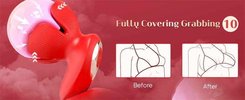 Rose Nipple Toys Nipple Vibrator with 10 Vibration and 10 Grabbing Modes Vibrating Nipple Clamps