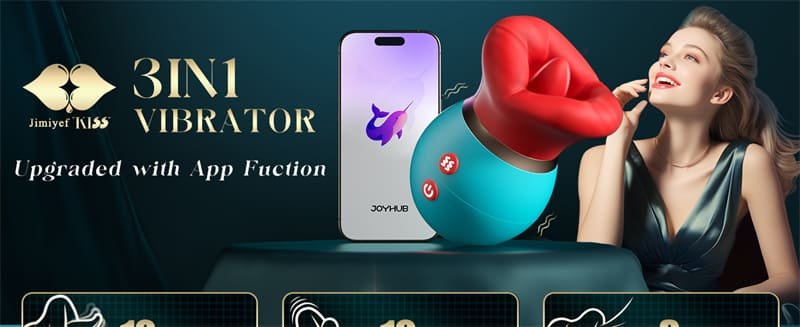 Rose Tongue Vibrator with App - 3IN1 Big Mouth Vibrators with 10 Tongue Licking & Sucking & Vibrating Modes