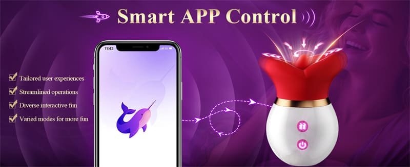 Rose Tongue Vibrator with App, Hotsvibe 10 Tongue Licking & Sucking & Vibrating Clit Nipple Vibrator for Women