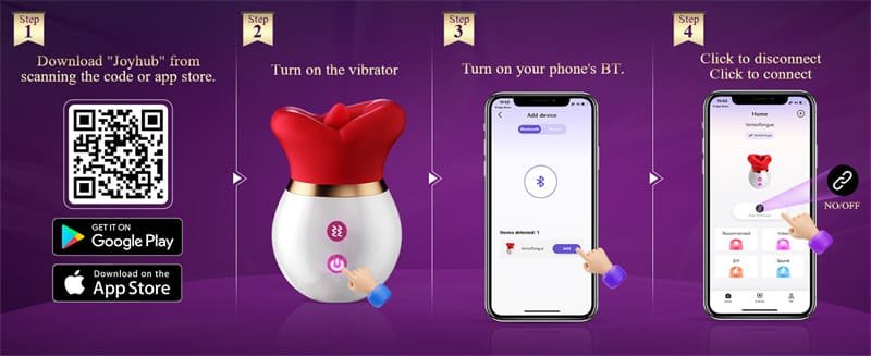 Rose Tongue Vibrator with App, Hotsvibe 10 Tongue Licking & Sucking & Vibrating Clit Nipple Vibrator for Women