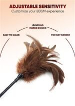 15 Inch Brown Feather Tickler Teasers Stick Faux Feather French Crop Stick for Play Show - Image 2