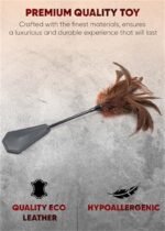 15 Inch Brown Feather Tickler Teasers Stick Faux Feather French Crop Stick for Play Show - Image 3