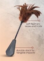15 Inch Brown Feather Tickler Teasers Stick Faux Feather French Crop Stick for Play Show - Image 5