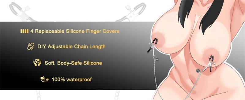 Adjustable Metal Nipple Clamps BDSM Nipple Toys with 4 Replacement Rubber Sleeves