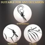 Adjustable Metal Nipple Clamps BDSM Nipple Toys with 4 Replacement Rubber Sleeves - Image 5