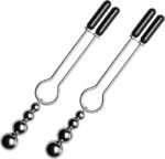 Adjustable Triple Bead Nipple Clamp Set Tweezer-Style Clamps with Soft Vinyl Tips & Weighted Beads