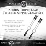 Adjustable Triple Bead Nipple Clamp Set Tweezer-Style Clamps with Soft Vinyl Tips & Weighted Beads - Image 4