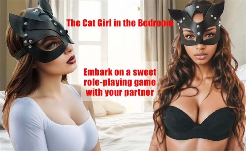 Adjustable Women's Sexy Masks Leather Cat Women Mask Cat Face Mask SM Fun Game