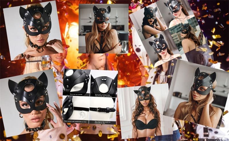 Adjustable Women's Sexy Masks Leather Cat Women Mask Cat Face Mask SM Fun Game 5 Adjustable Women's Sexy Masks Leather Cat Women Mask Cat Face Mask SM Fun Game