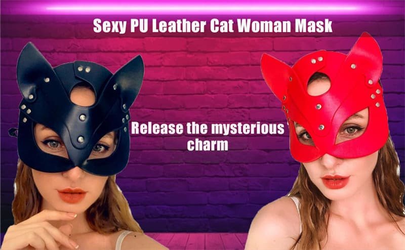 Adjustable Women's Sexy Masks Leather Cat Women Mask Cat Face Mask SM Fun Game