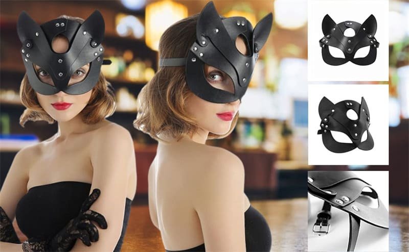 Adjustable Women's Sexy Masks Leather Cat Women Mask Cat Face Mask SM Fun Game