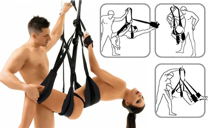Adult Sex Swing Bondage Restraint BDSM Sex Toys For Couples with Steel Triangle Frame Love Slings