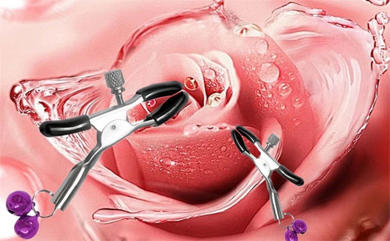 BDSM Adjustable Metal Nipple Clamps with Bell Nipple Clips BDSM Toys for Sensory Play & Teasing